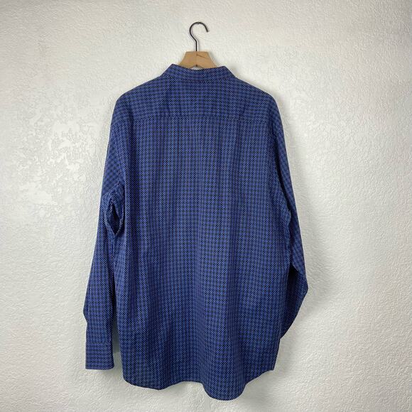 Bugatchi navy and plaid plaid button front shirt - Picture 7 of 7